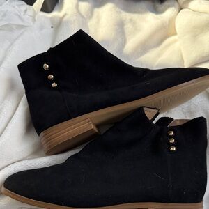 LOFT Black Ankle Booties with Gold Accents